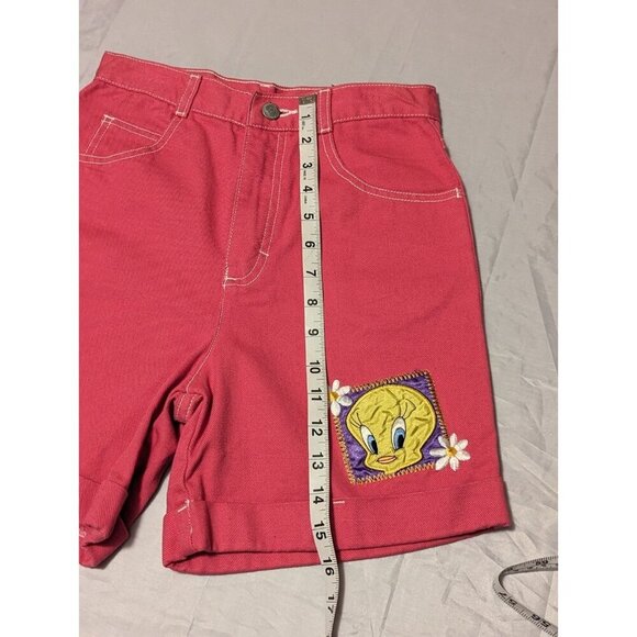 Vtg 1997 Warner Brothers Looney Tunes Tweety Bird Pink Shorts Girls Size 12 - Picture 11 of 16